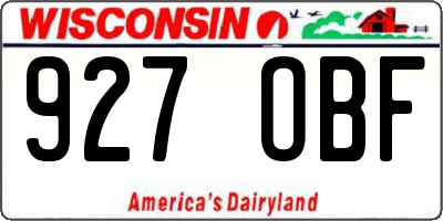 WI license plate 927OBF