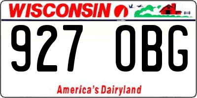 WI license plate 927OBG