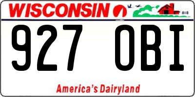 WI license plate 927OBI
