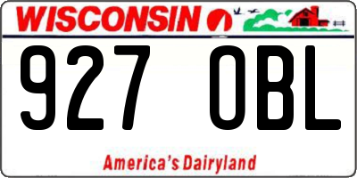 WI license plate 927OBL