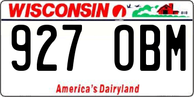 WI license plate 927OBM