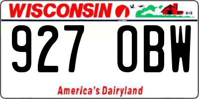 WI license plate 927OBW