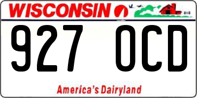 WI license plate 927OCD