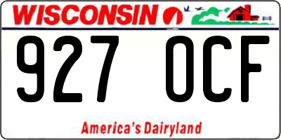 WI license plate 927OCF