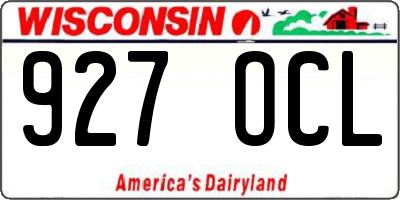 WI license plate 927OCL