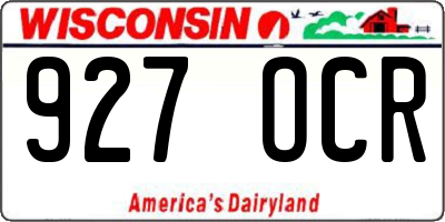 WI license plate 927OCR