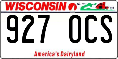 WI license plate 927OCS