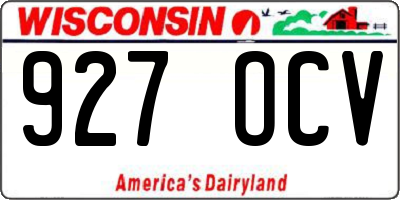 WI license plate 927OCV