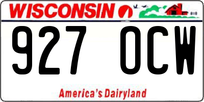 WI license plate 927OCW