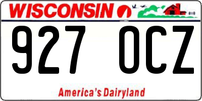 WI license plate 927OCZ