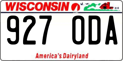 WI license plate 927ODA