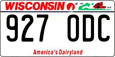 WI license plate 927ODC