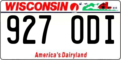 WI license plate 927ODI
