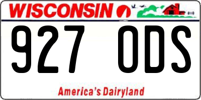 WI license plate 927ODS