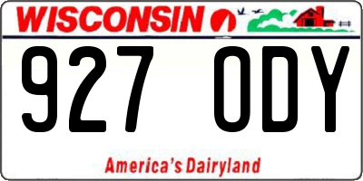 WI license plate 927ODY