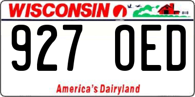 WI license plate 927OED