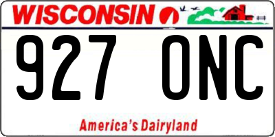 WI license plate 927ONC