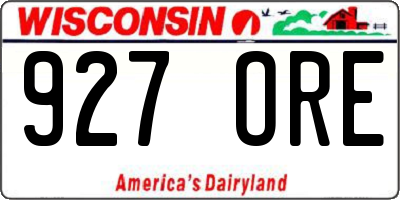 WI license plate 927ORE