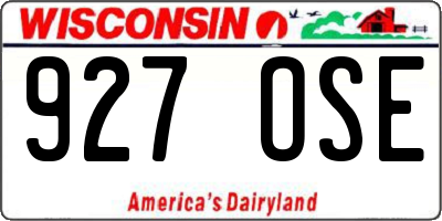 WI license plate 927OSE