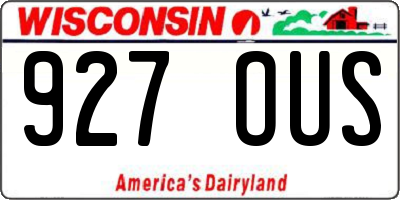 WI license plate 927OUS