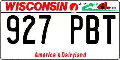 WI license plate 927PBT