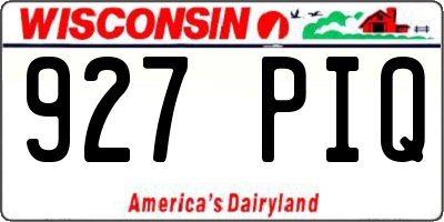 WI license plate 927PIQ