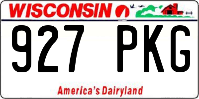 WI license plate 927PKG