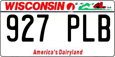 WI license plate 927PLB