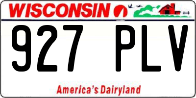 WI license plate 927PLV