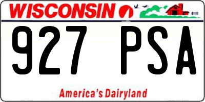 WI license plate 927PSA