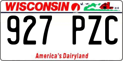 WI license plate 927PZC