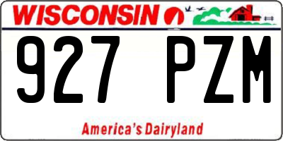 WI license plate 927PZM