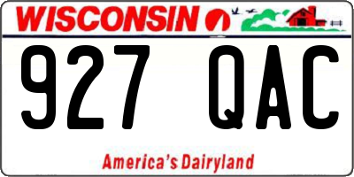 WI license plate 927QAC