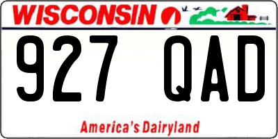 WI license plate 927QAD