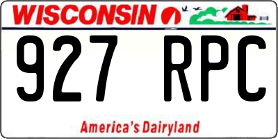 WI license plate 927RPC