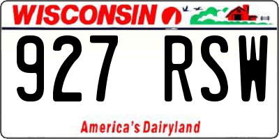 WI license plate 927RSW
