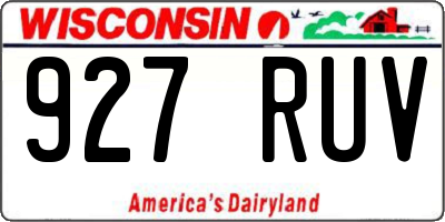 WI license plate 927RUV