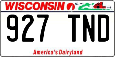 WI license plate 927TND