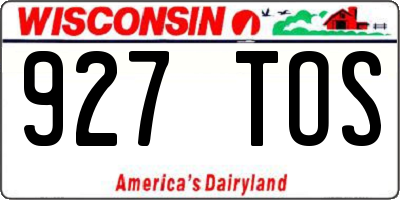 WI license plate 927TOS