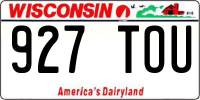 WI license plate 927TOU