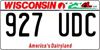 WI license plate 927UDC