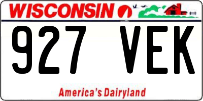 WI license plate 927VEK