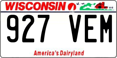 WI license plate 927VEM