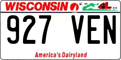 WI license plate 927VEN