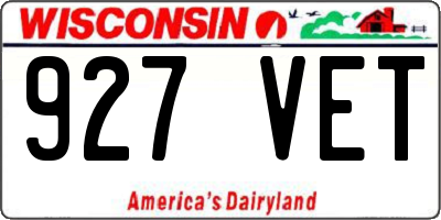 WI license plate 927VET