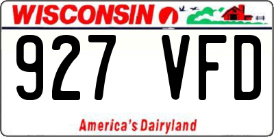 WI license plate 927VFD