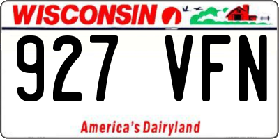WI license plate 927VFN