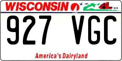 WI license plate 927VGC