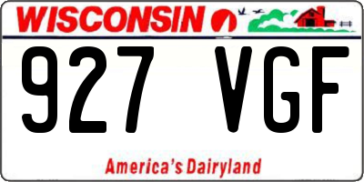 WI license plate 927VGF