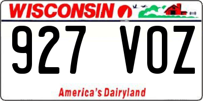 WI license plate 927VOZ